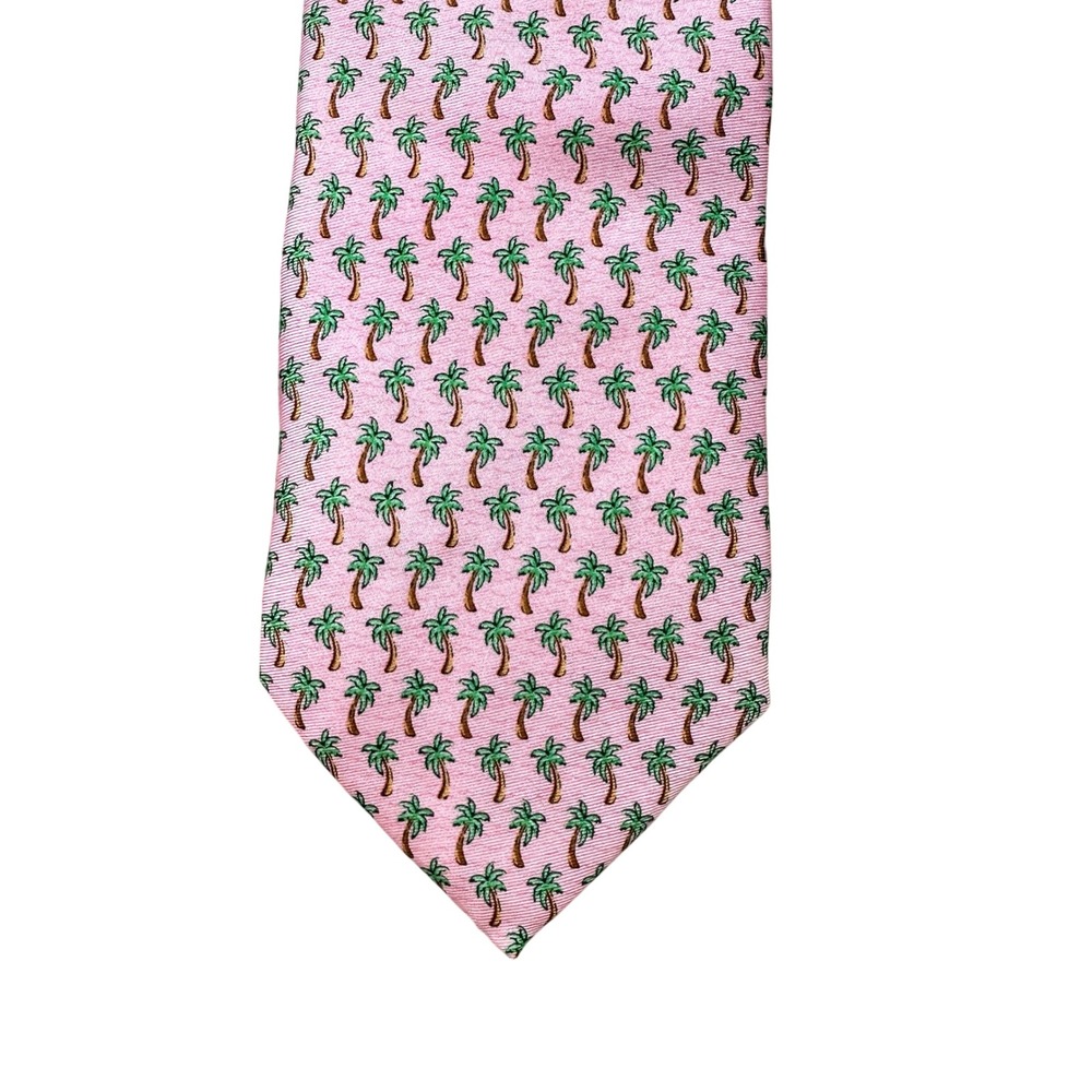 NWT Tommy Hilfiger Mens Pink Palm Tree Silk Necktie Tropical Coastal Preppy Tie